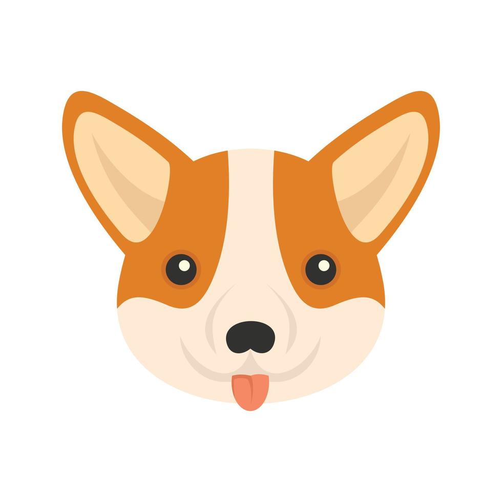 Corgi dog face icon flat isolated vector