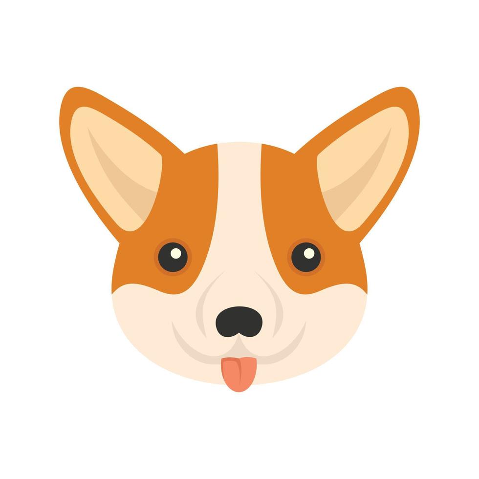 corgi perro cara icono plano aislado vector