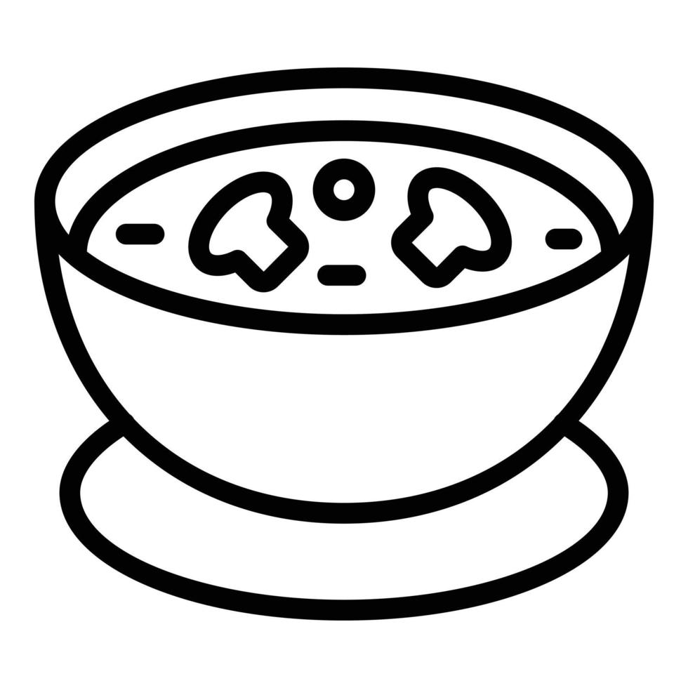 vector de contorno de icono de sopa de crema de champiñones. gazpacho caliente