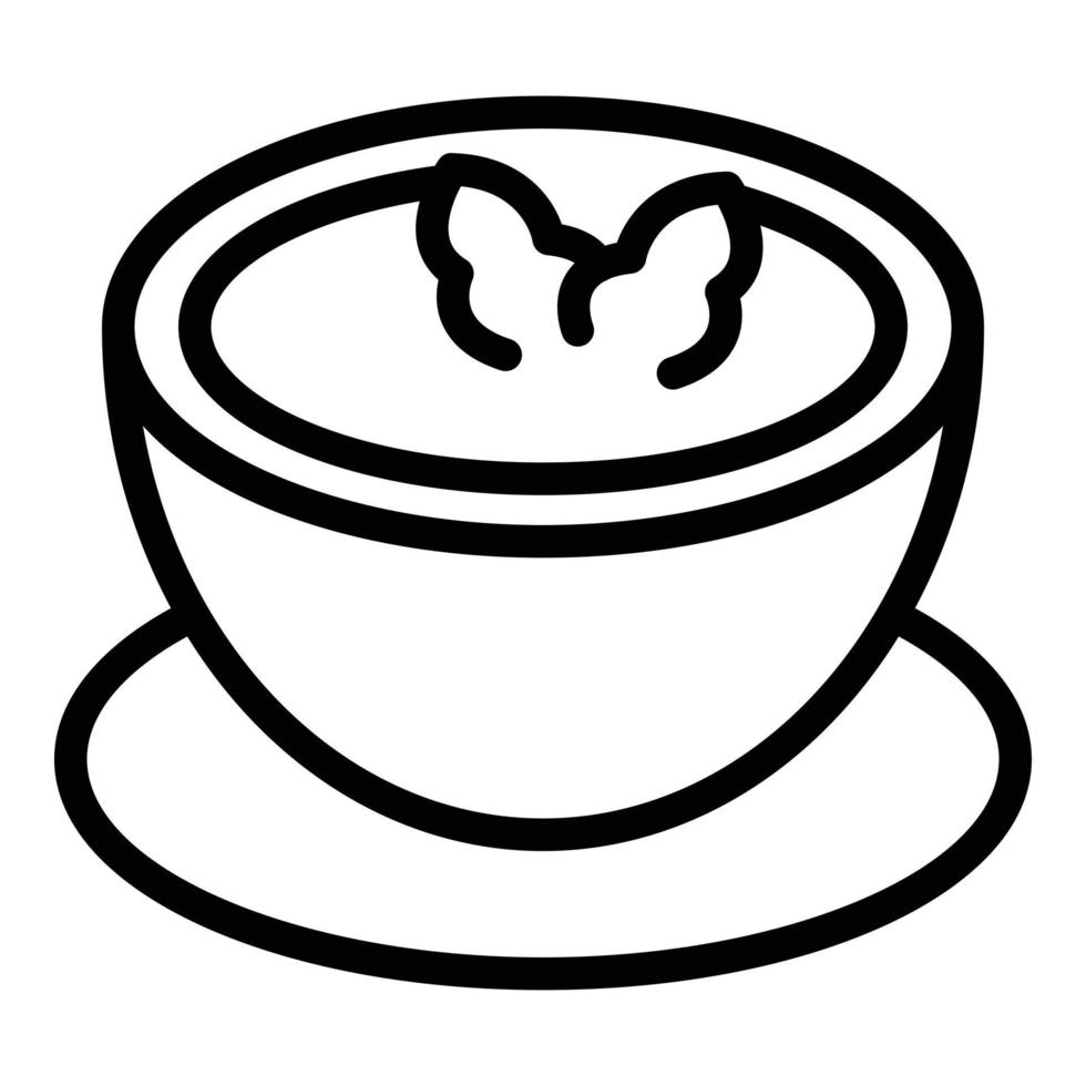 vector de contorno de icono de sopa de crema de patata. comida de queso