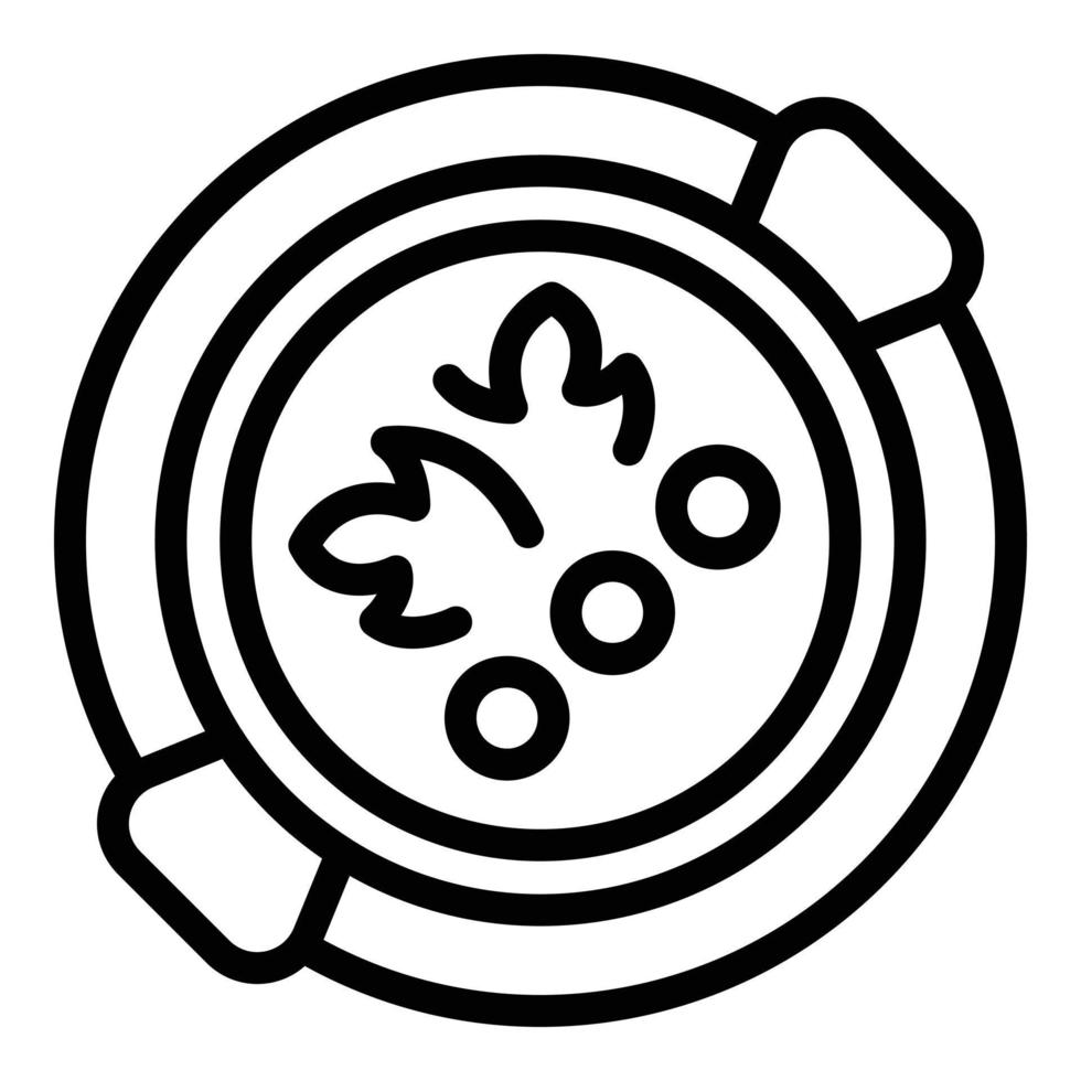 vector de contorno de icono de sopa de fideos crema. pescado caliente