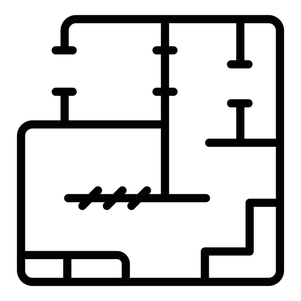 vector de contorno de icono de plan de apartamento. edificio de la ciudad