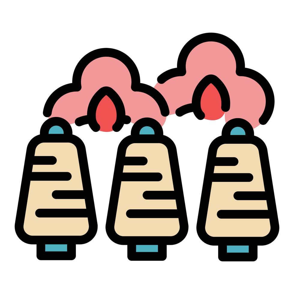 Cotton spools icon color outline vector