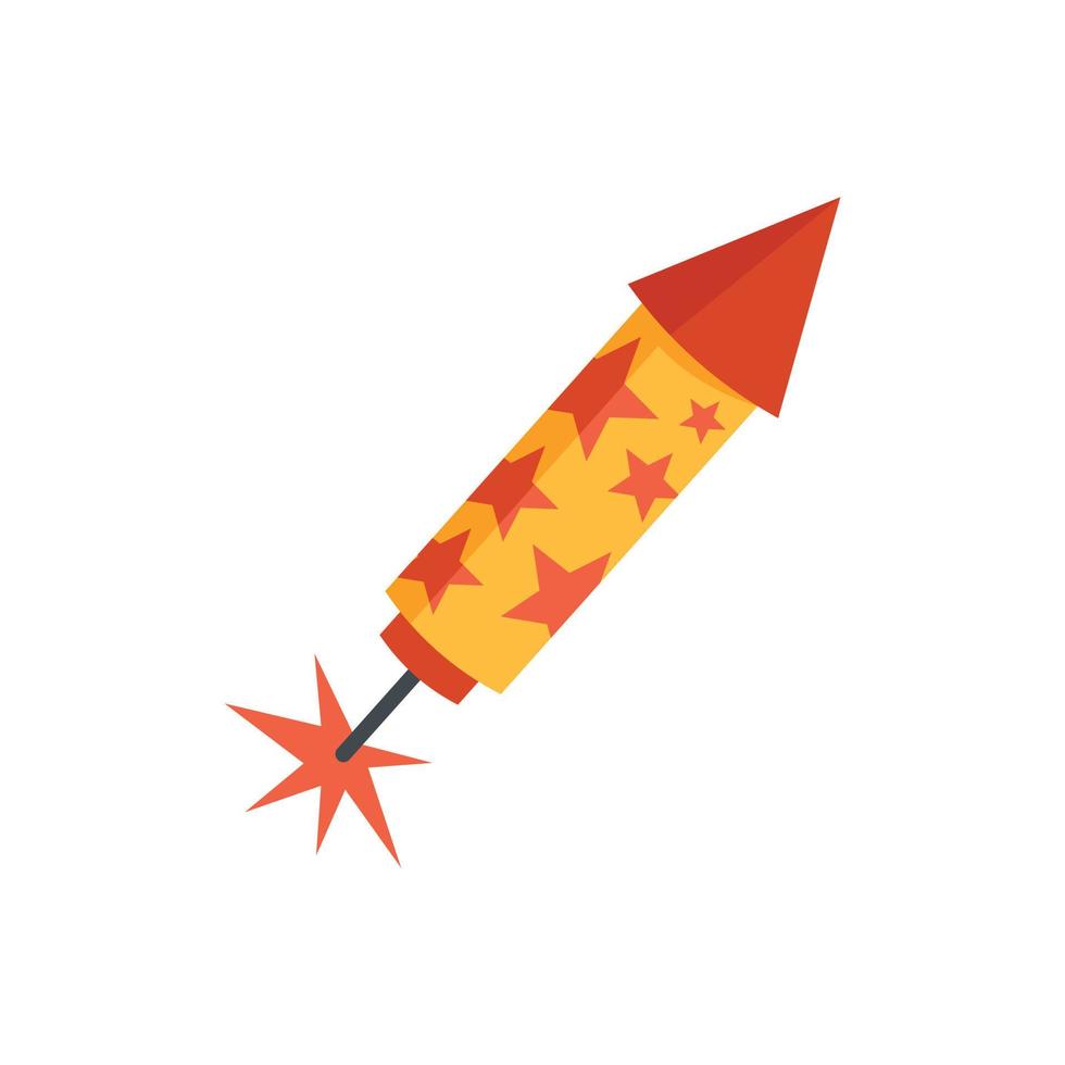 cohete, fuegos artificiales, icono, plano, aislado, vector