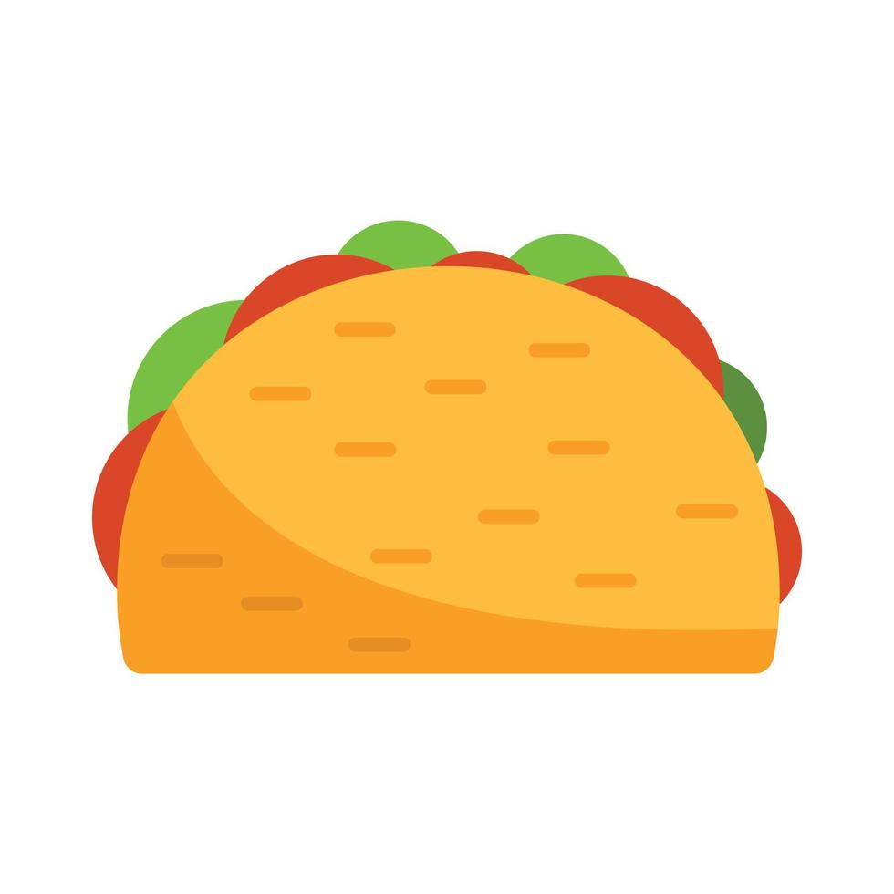 taco mexicano icono plano aislado vector