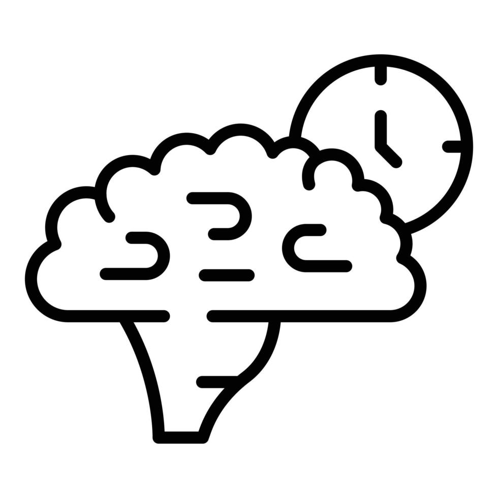 Brain timing icon outline vector. Visual cognitive vector