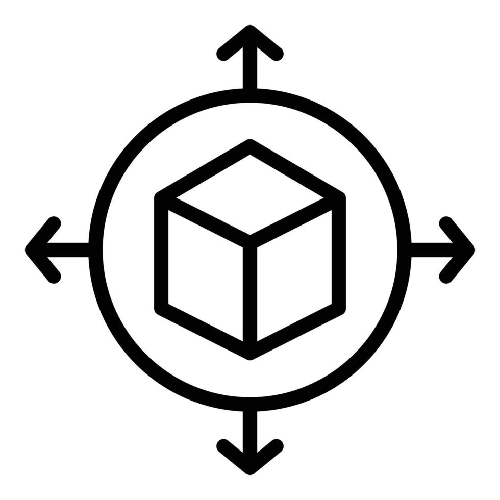 3d vr cube icon outline vector. Digital platform vector