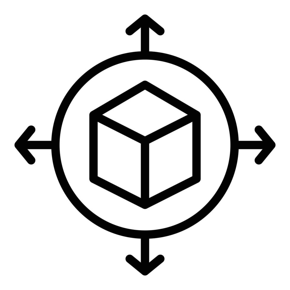 3d vr cube icon outline vector. Digital platform vector