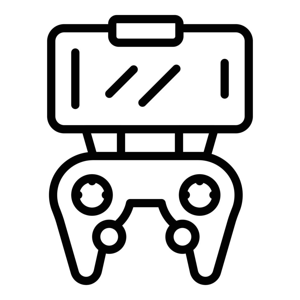 vector de contorno de icono de joystick vr de smartphone. plataforma digital