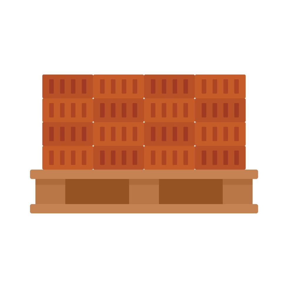 Bricks on pallet icon flat isolated vector