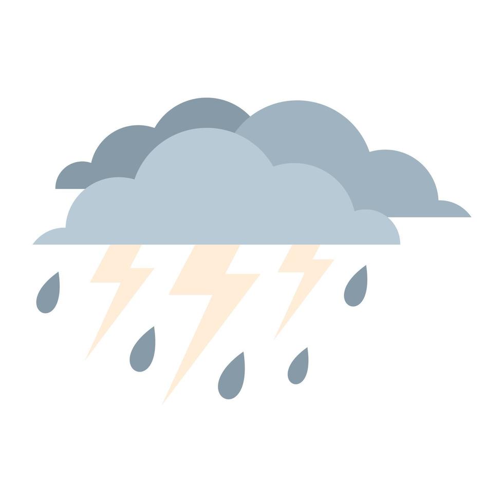 Rain thunderstorm icon flat isolated vector