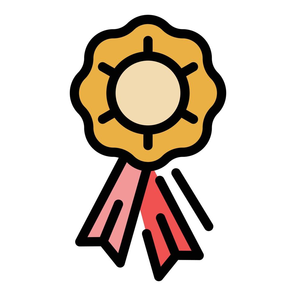 Ribbon award badge icon color outline vector