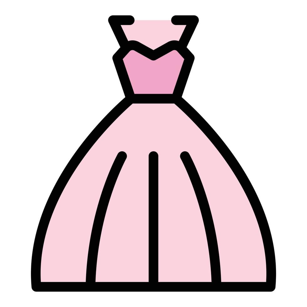 Bride dress icon color outline vector