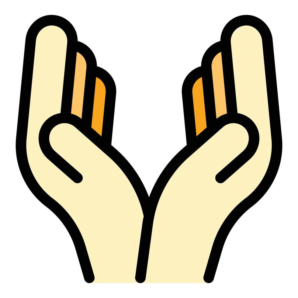 Hand gesture peace palm icon color outline vector