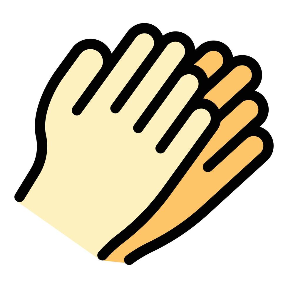 vector de contorno de color de icono de aplauso de gesto de mano