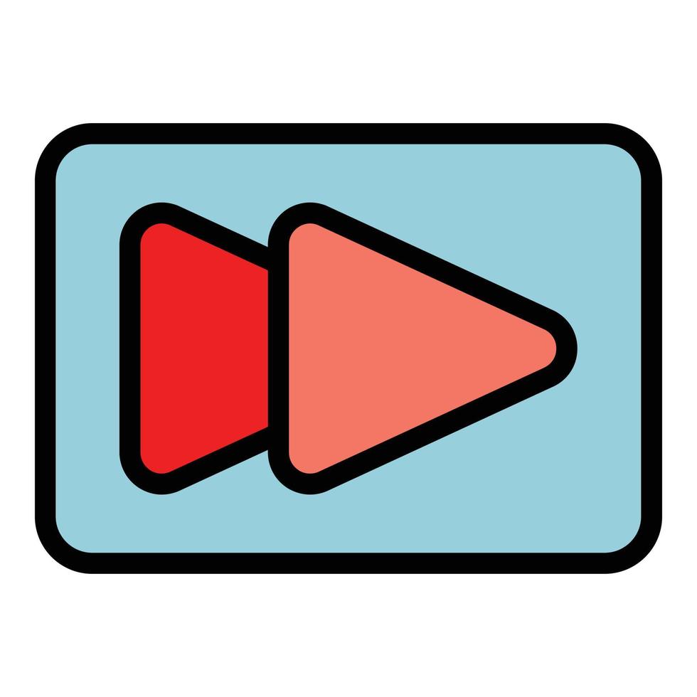 Rewind interface icon color outline vector