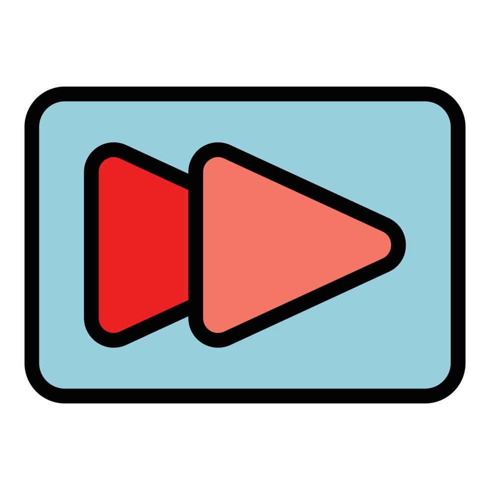 Rewind interface icon color outline vector