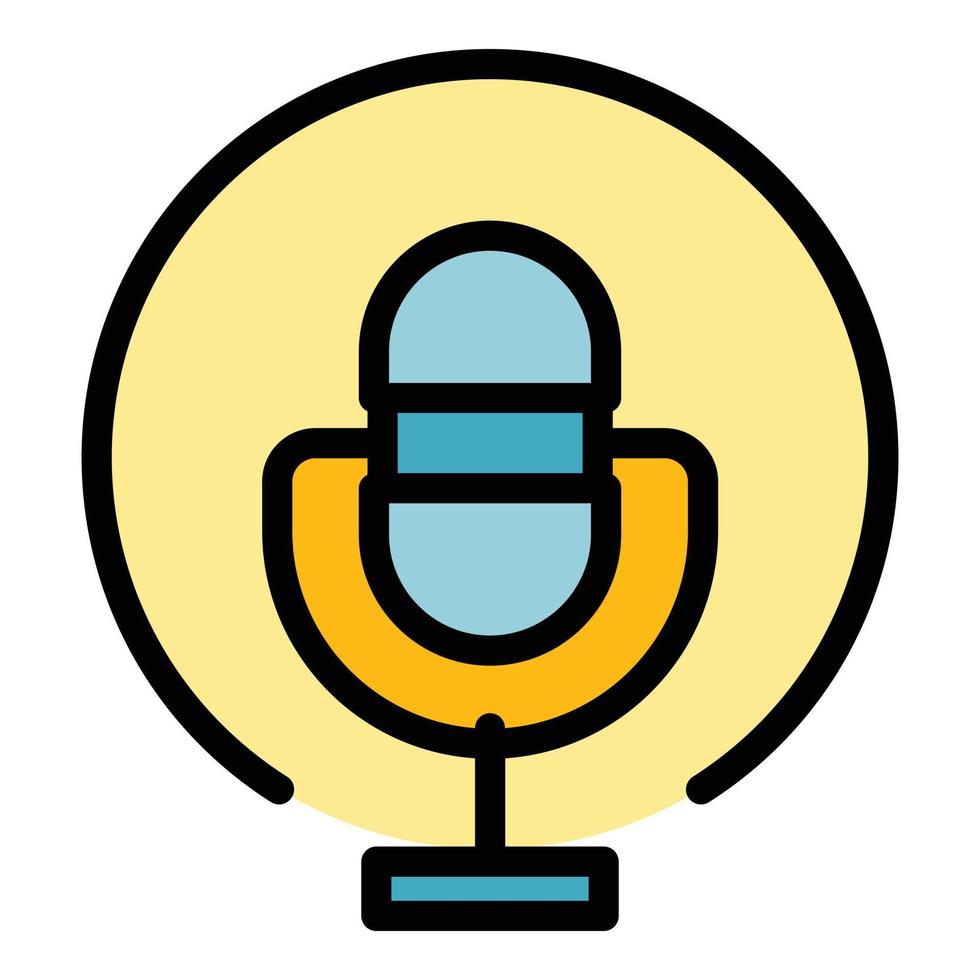 Microphone interface icon color outline vector