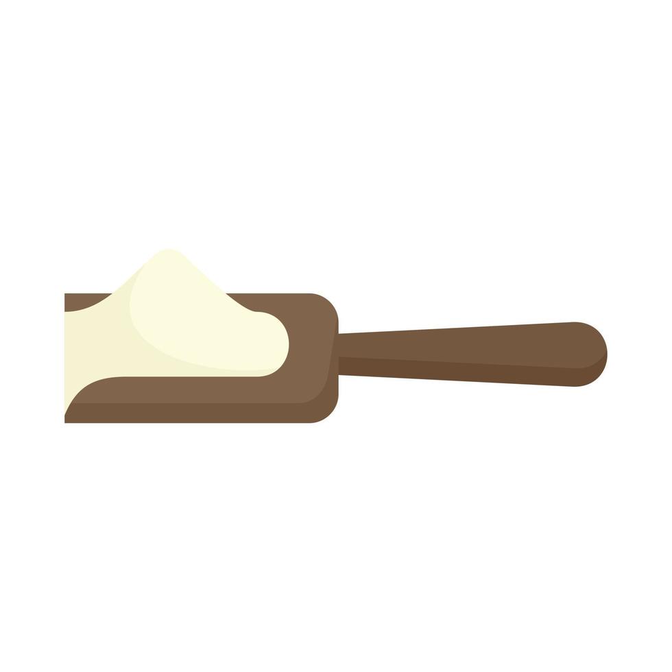 Flour wood spoon icon flat isolated vector