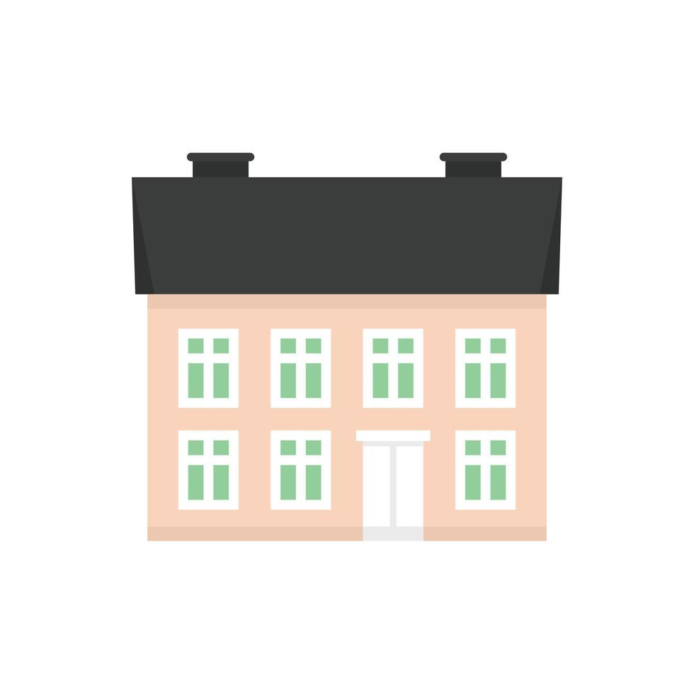 Facade cottage icon flat isolated vector