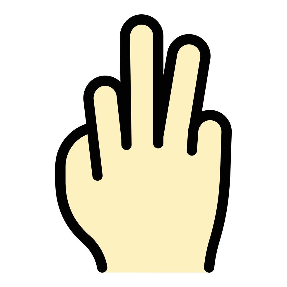 mano gesto tres dedos icono color contorno vector