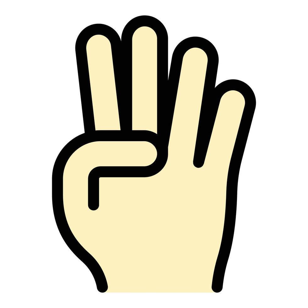 Hand gesture four fingers icon color outline vector