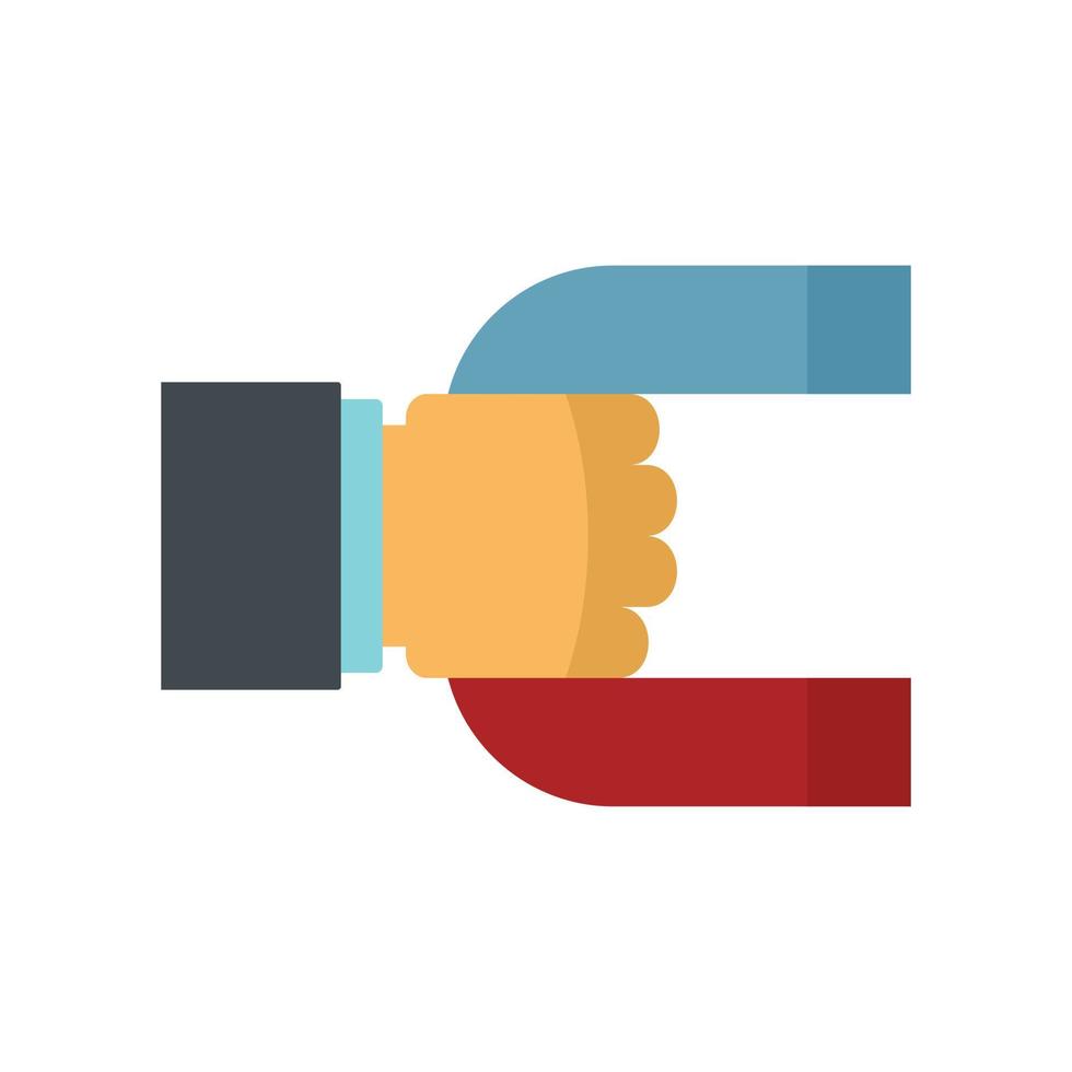 Magnet in hand icon flat isolated vector
