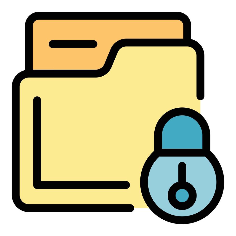 Folder lock icon color outline vector