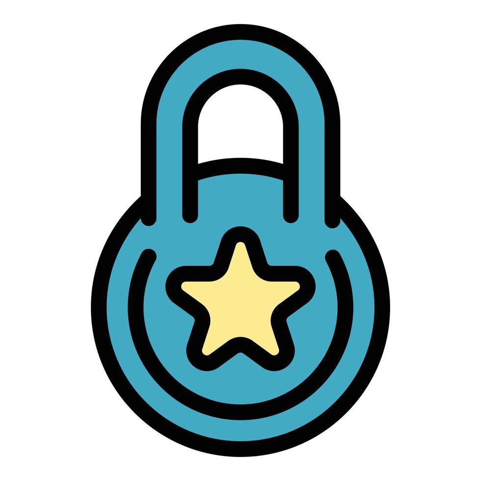 Star lock icon color outline vector