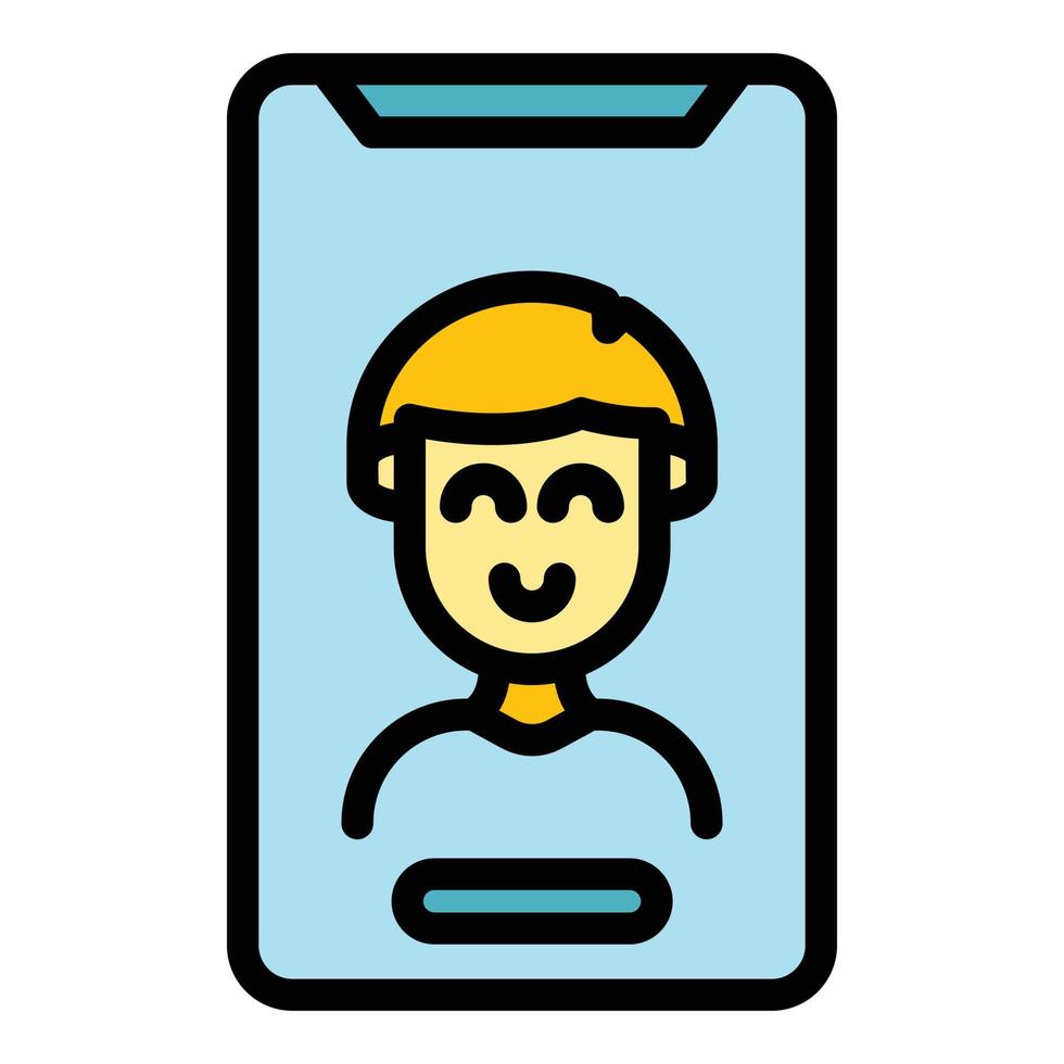 Phone assistance icon color outline vector