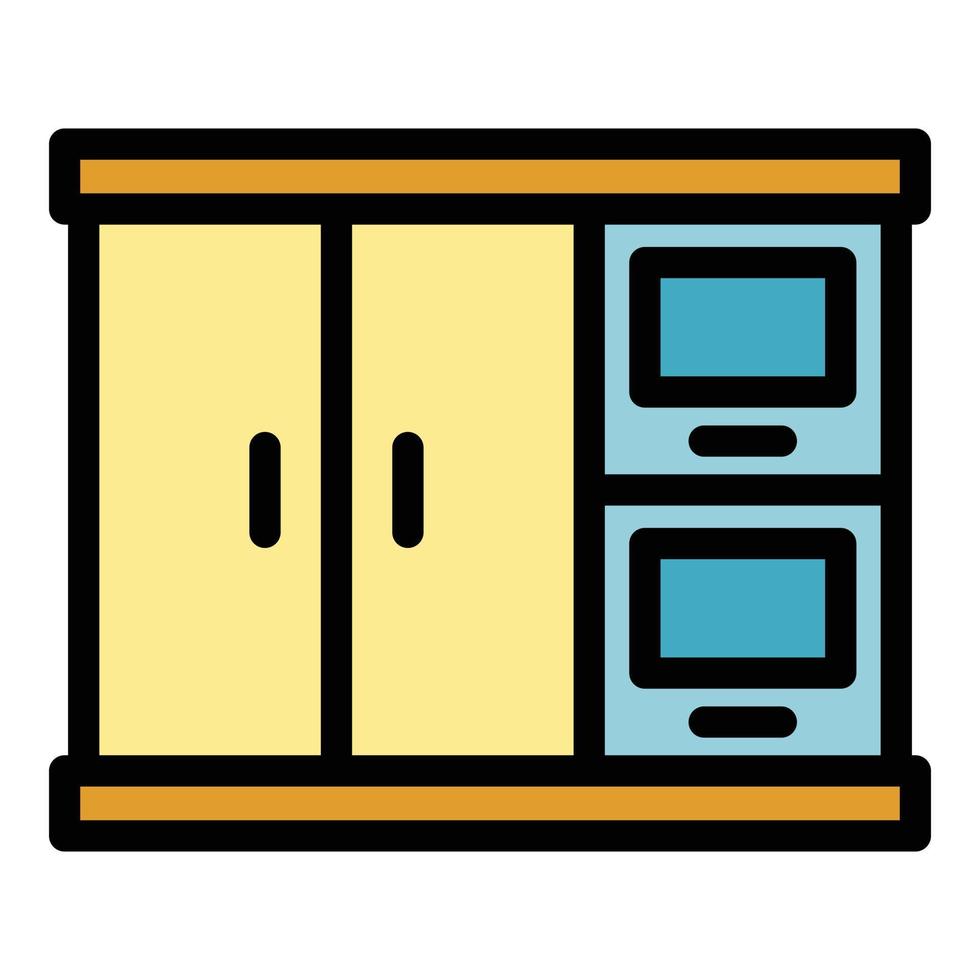 Interior kitchen cabinet icon color outline vector