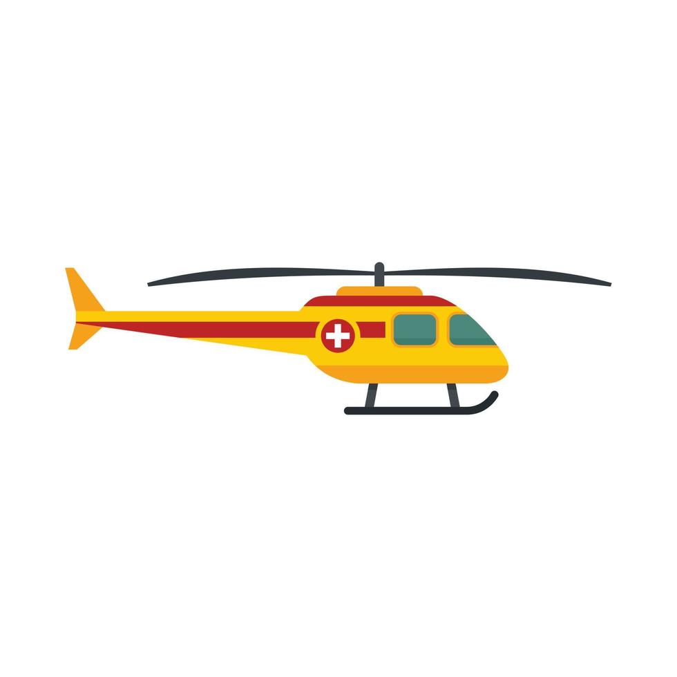 Rescue helicopter icon flat isolated vector