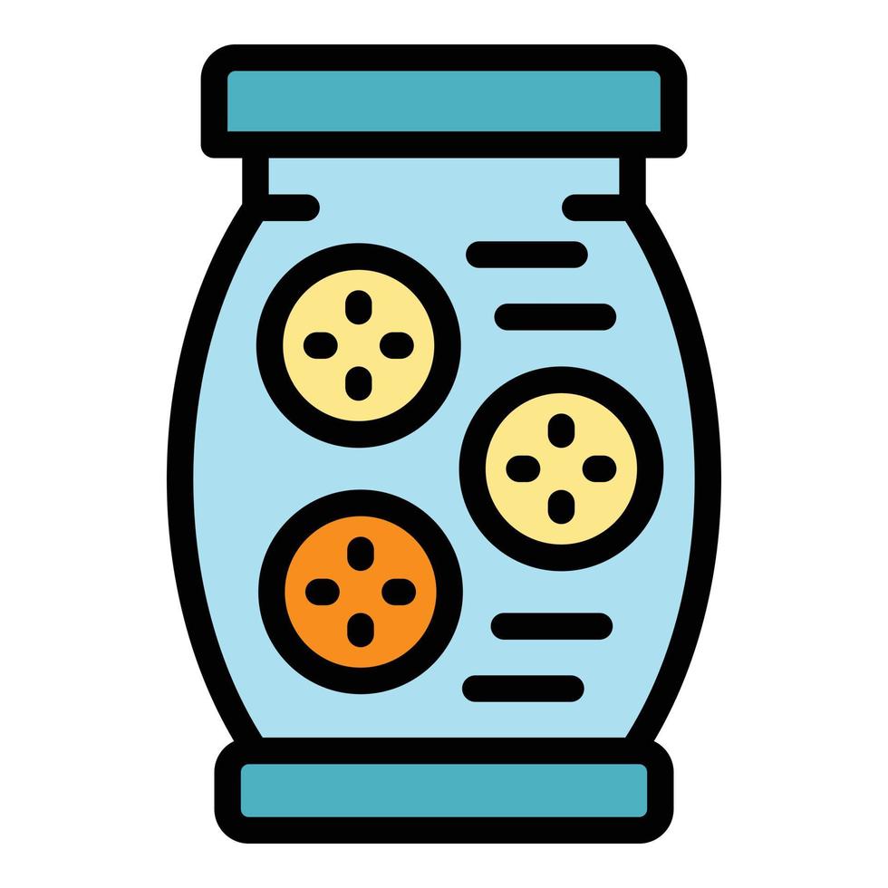 Full pickles jar icon color outline vector