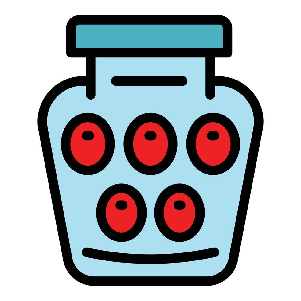 Pickled fruit jar icon color outline vector