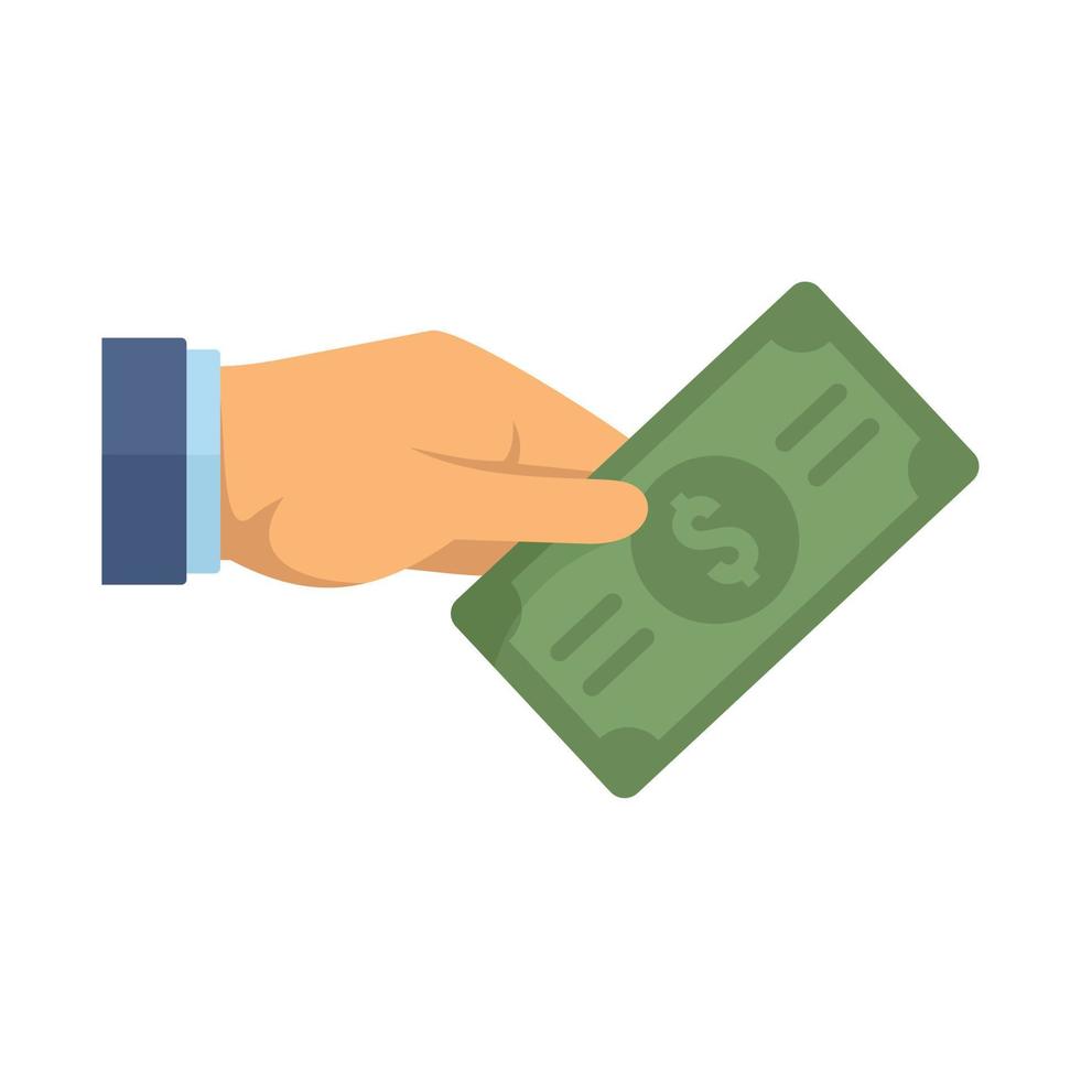 Dollar in hand icon flat isolated vector