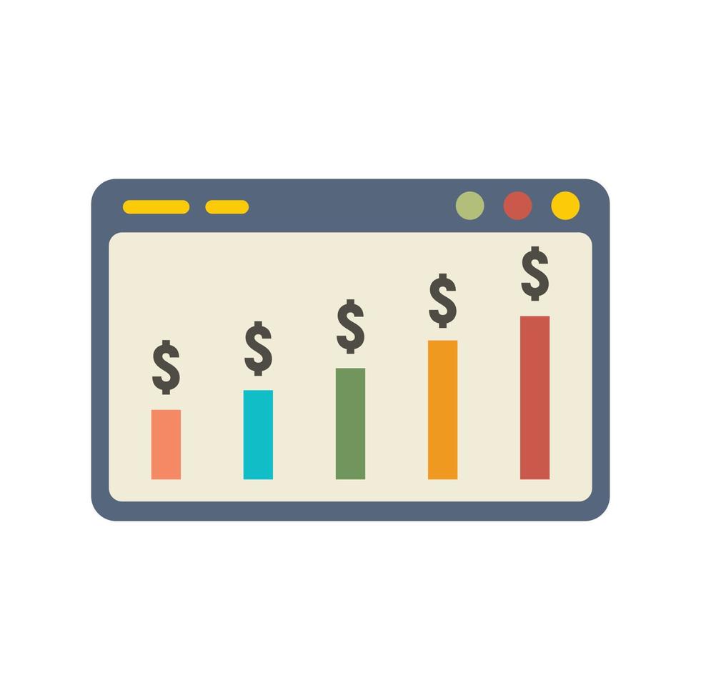 Finance money graph icon flat isolated vector