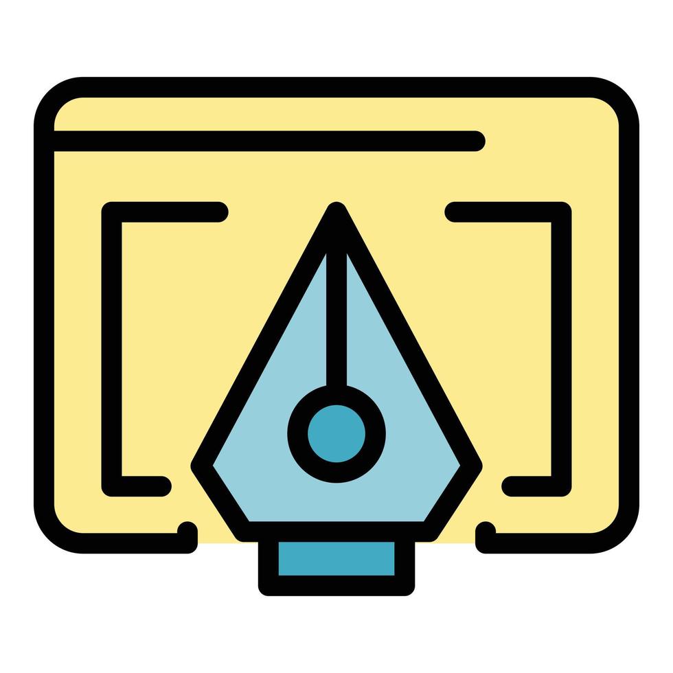 Redesign pen icon color outline vector