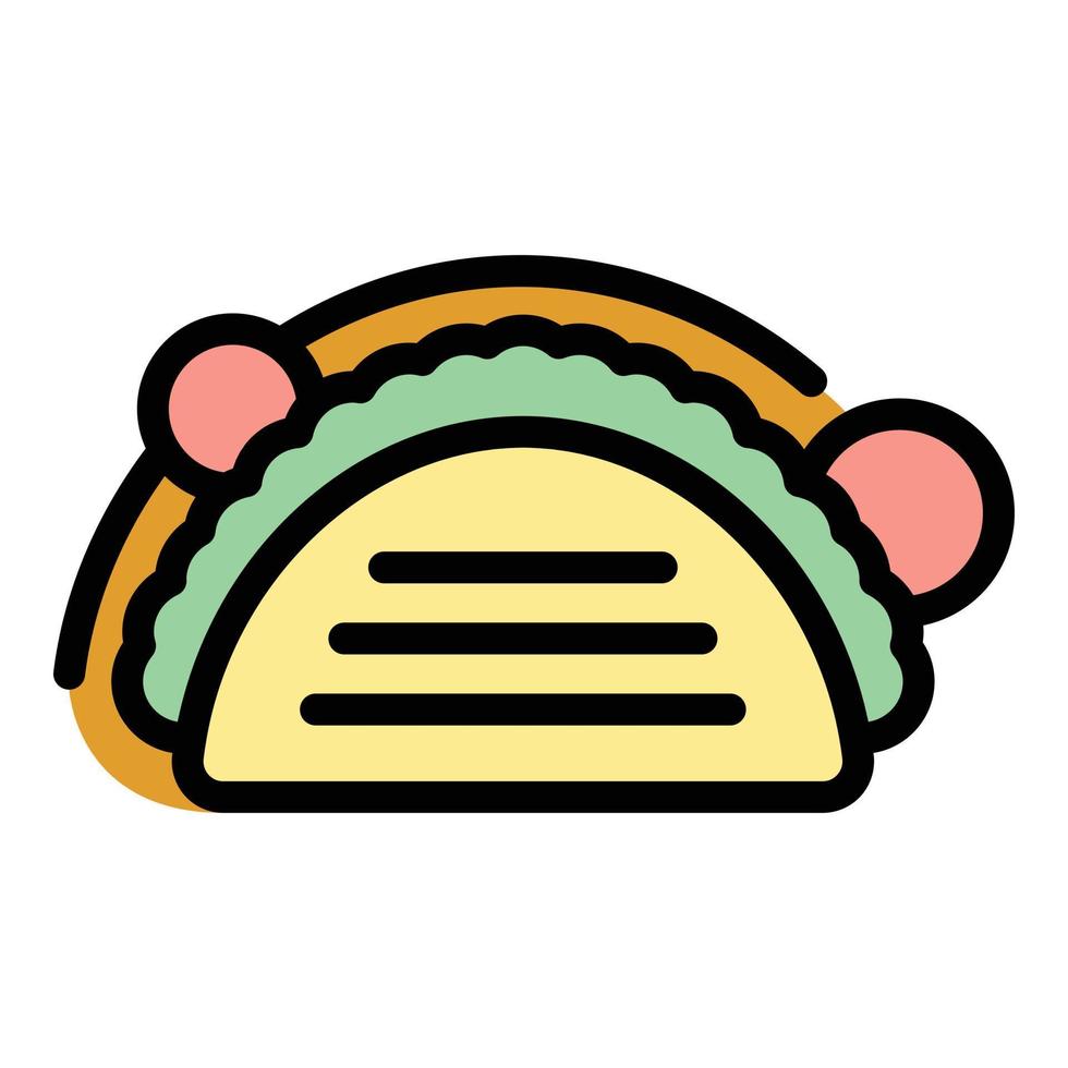 Spicy taco icon color outline vector