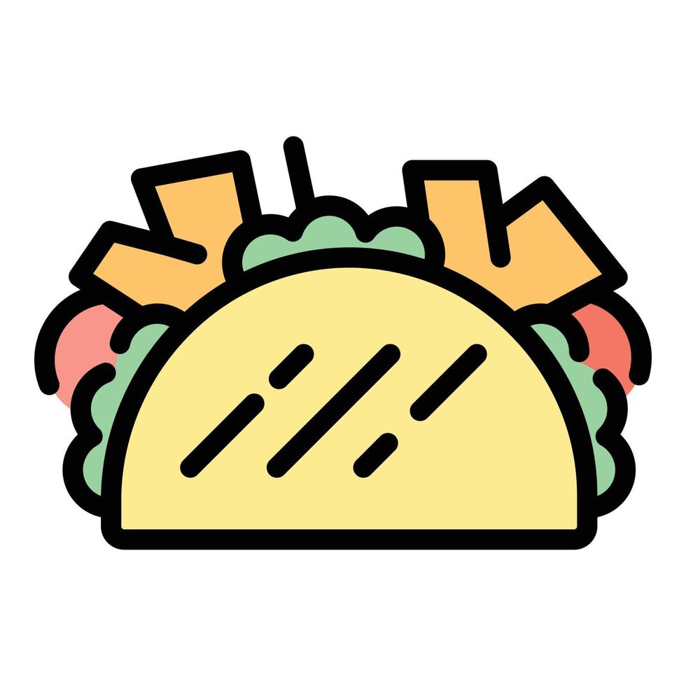 Taco sandwich icon color outline vector