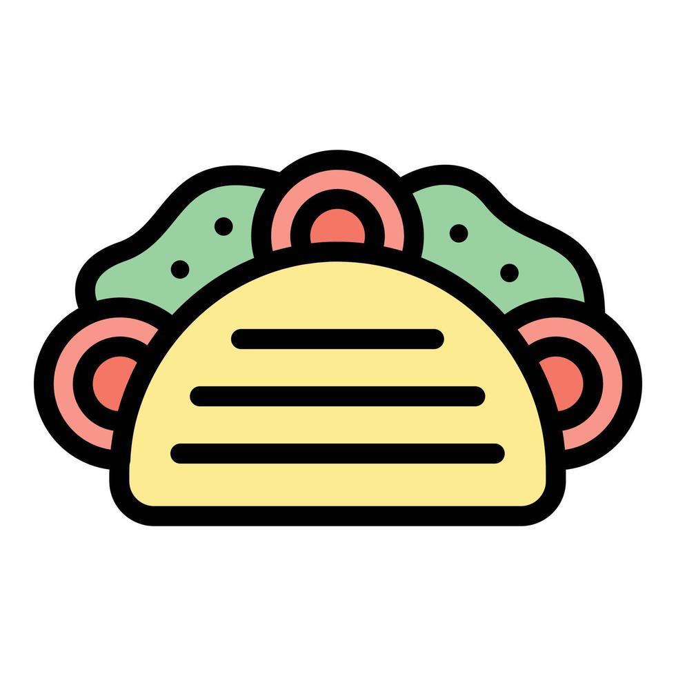 Tasty taco icon color outline vector