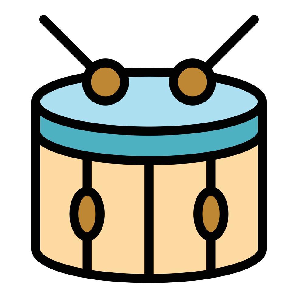 Beat drum icon color outline vector