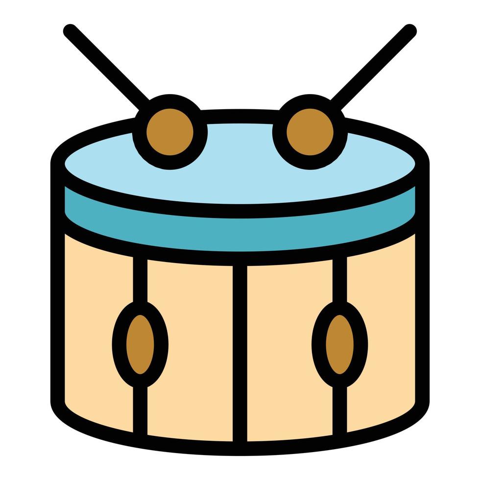 Beat drum icon color outline vector