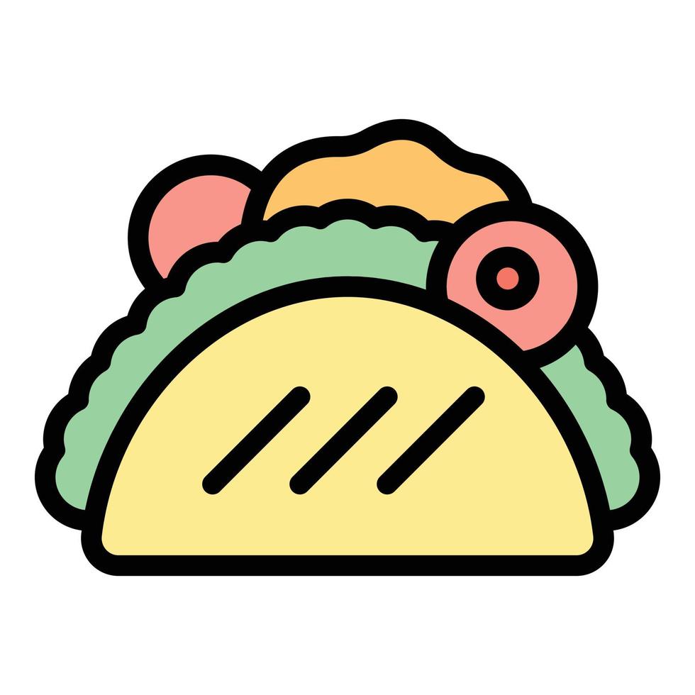 Tortilla taco icon color outline vector