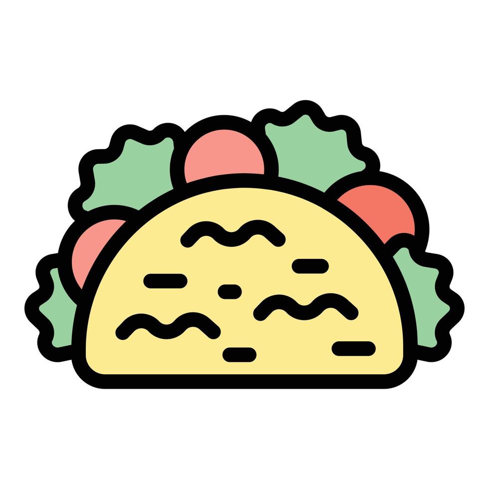 vector de contorno de color de icono de comida de taco