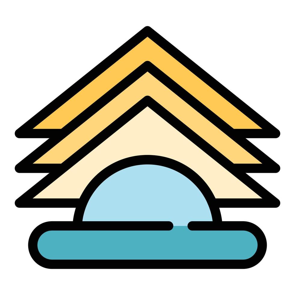 Folded paper napkins icon color outline vector