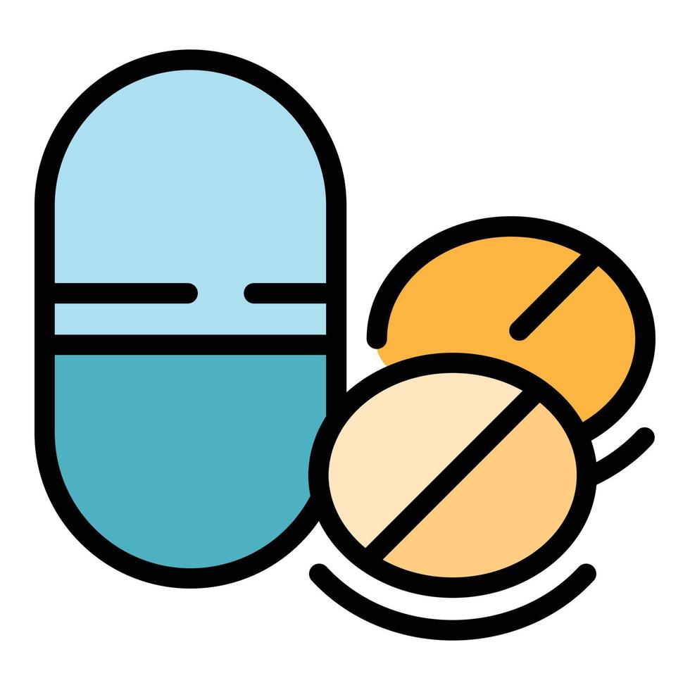 vector de contorno de color de icono de pastillas para la alergia