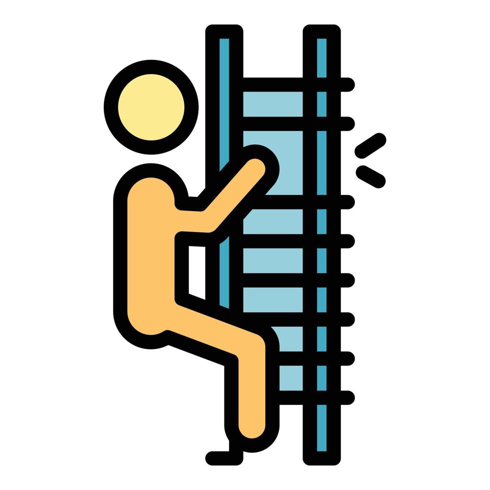 Broken ladder careless person icon color outline vector