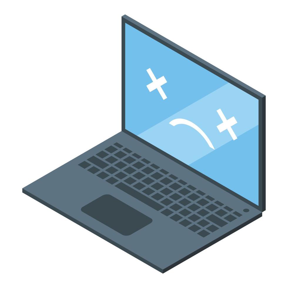 Update laptop software icon isometric vector. Repair computer vector