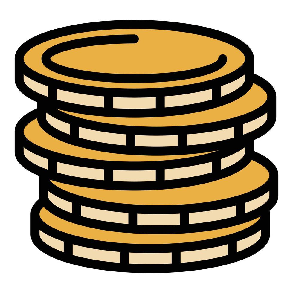 Coins icon color outline vector