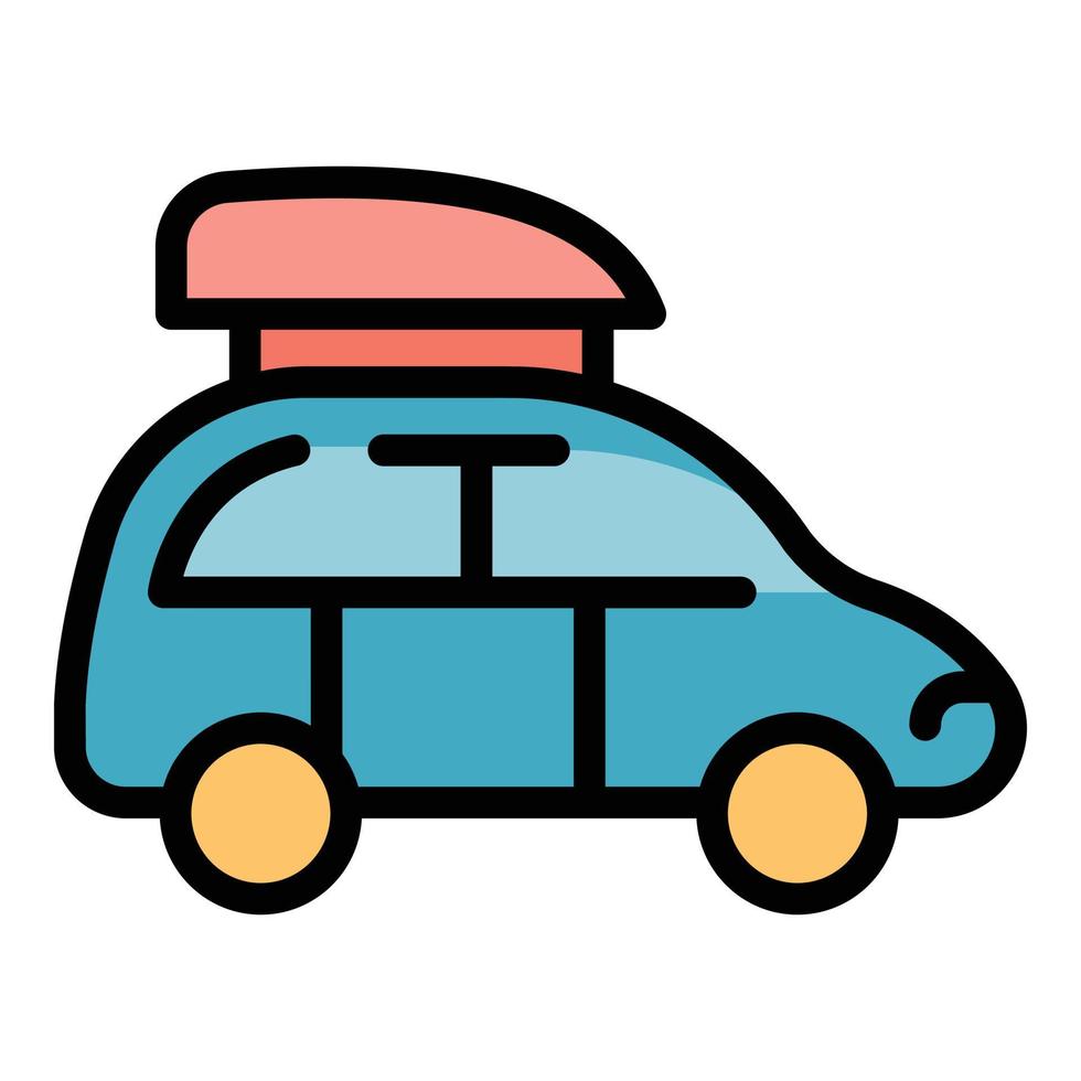 vector de contorno de color de icono de caja de techo de coche lateral